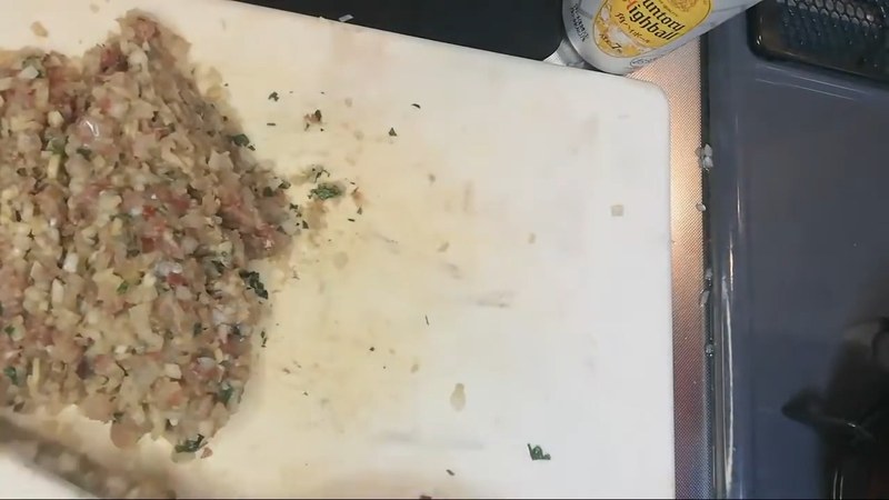 玉ねぎ・薬味を加えながら叩く の画面