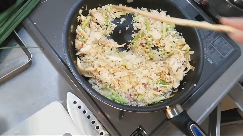 米を洗わずに加えて炒める の画面