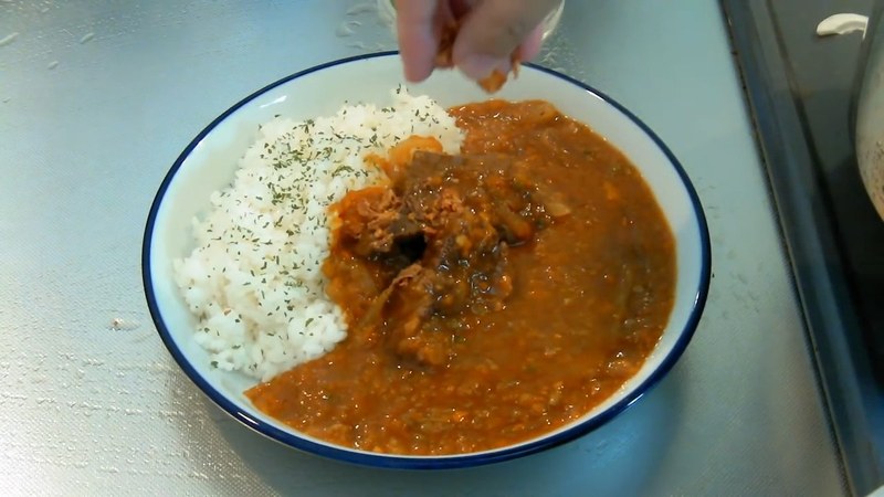 ご飯に盛りつけてトッピング の画面