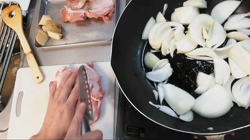 鶏もも肉を切る の画面