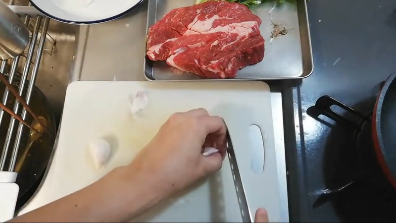 にんにくを薄切りにする の画面