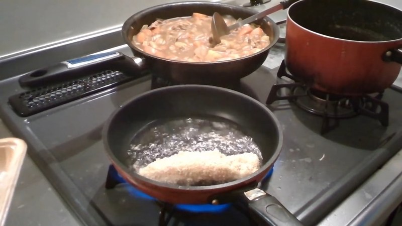 ささみにパン粉をつけて揚げ焼きにする の画面