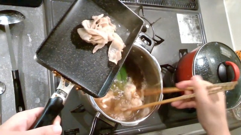 豚バラ肉を一旦取り出して味を見る の画面