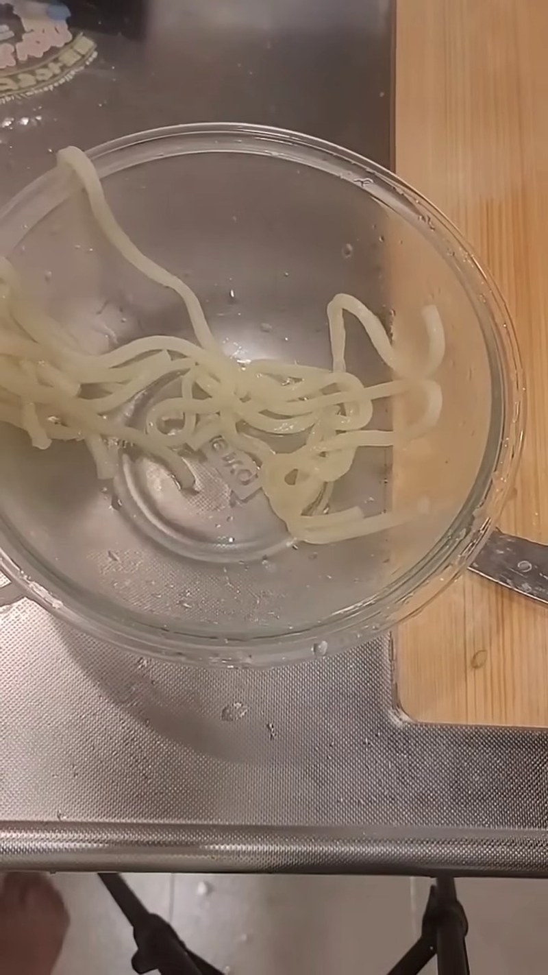 うどんを温めて冷水でしめる の画面